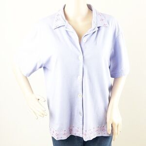 Teddi lavender embroidered button up top